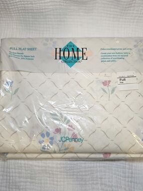 NWT Vintage Home Collection by JCPenney Cream Floral Full Flat Sheet 2 Available
